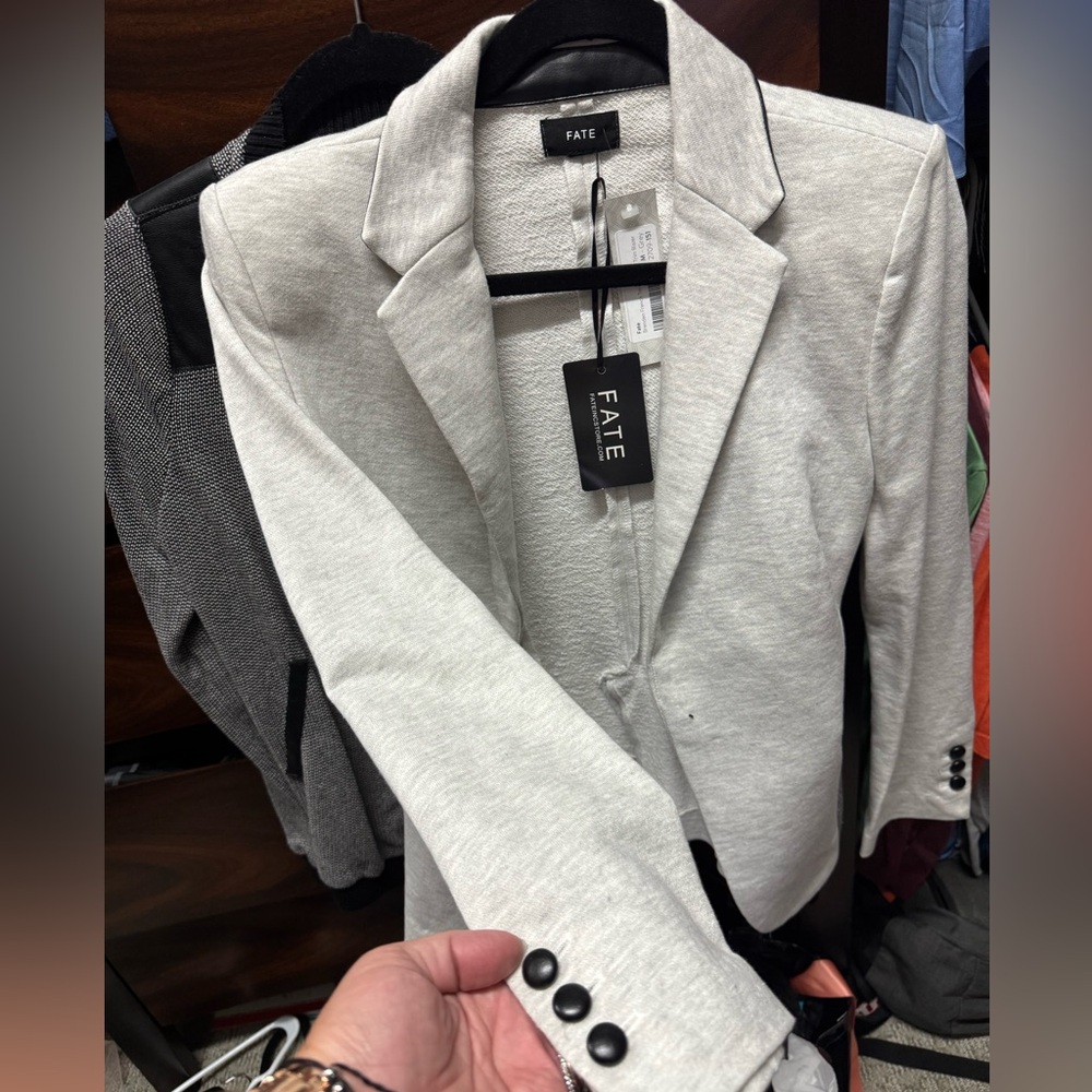 FATE French Terry Blazer with PU trim